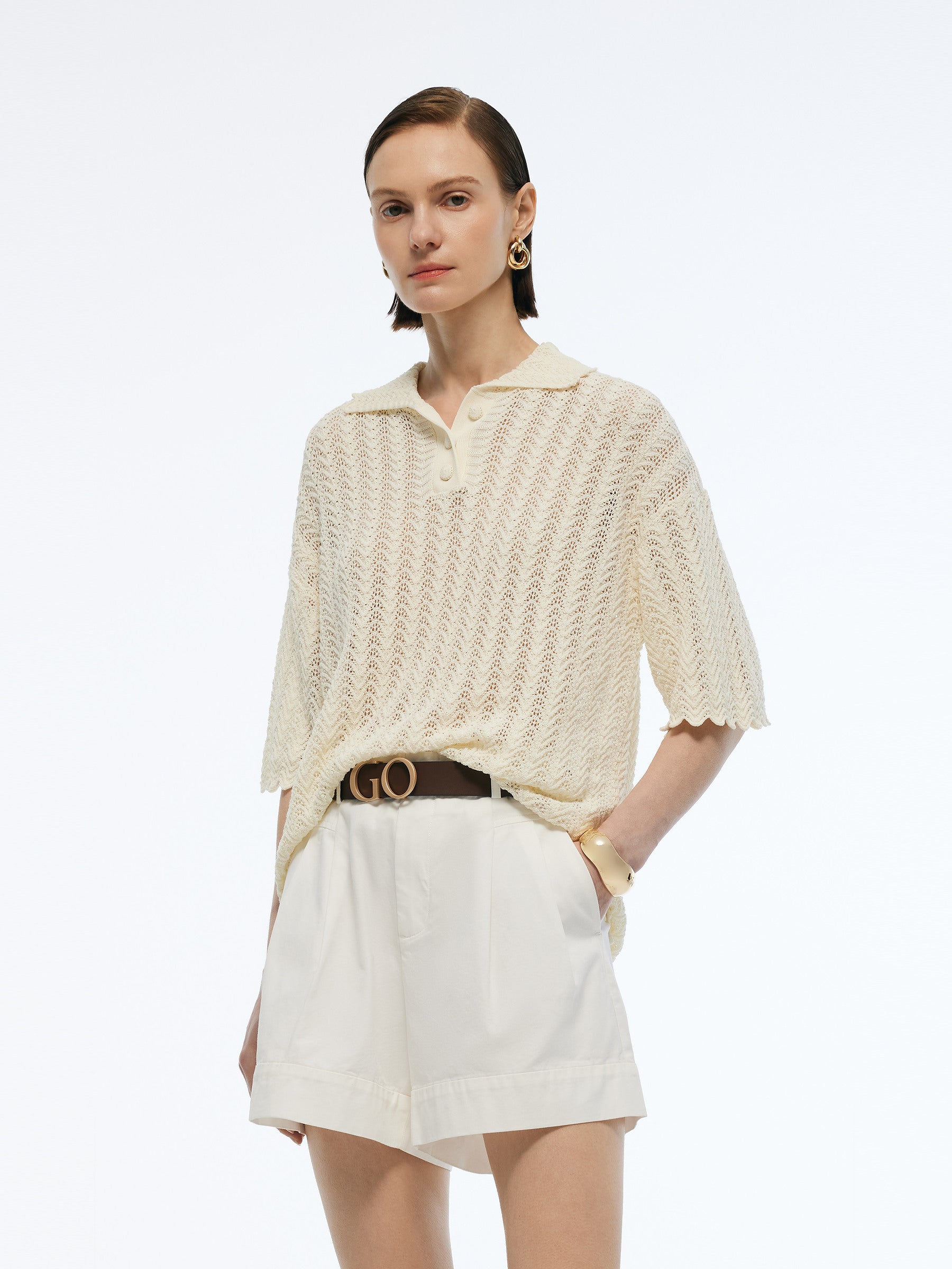 Evelyn & Co.™ | Cotton Knit Polo Top
