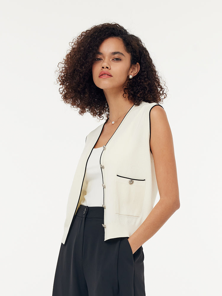 Evelyn & Co.™ | Contrast Trim Knit Vest