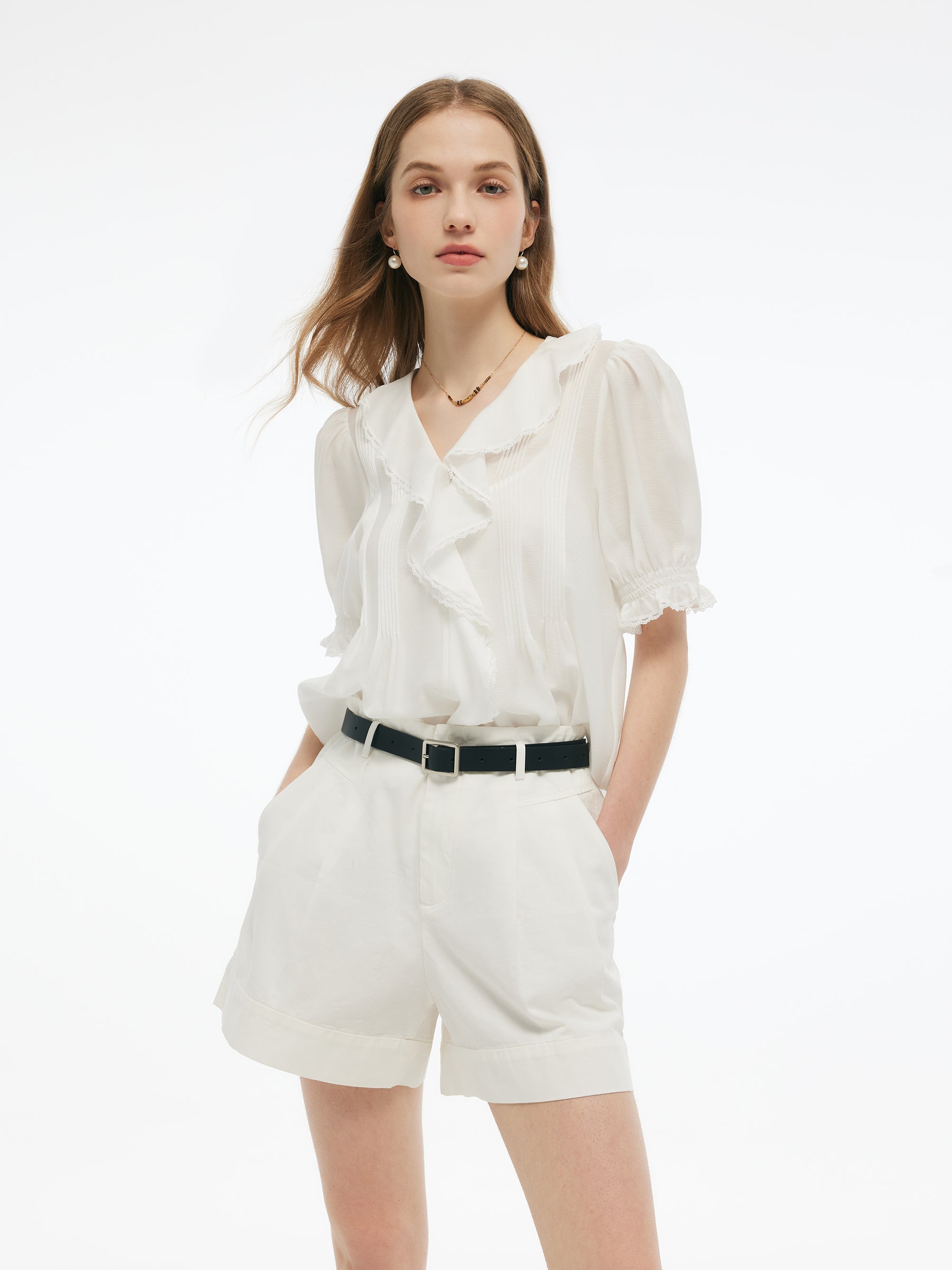Evelyn & Co.™ | Ruffle V-Neck Blouse