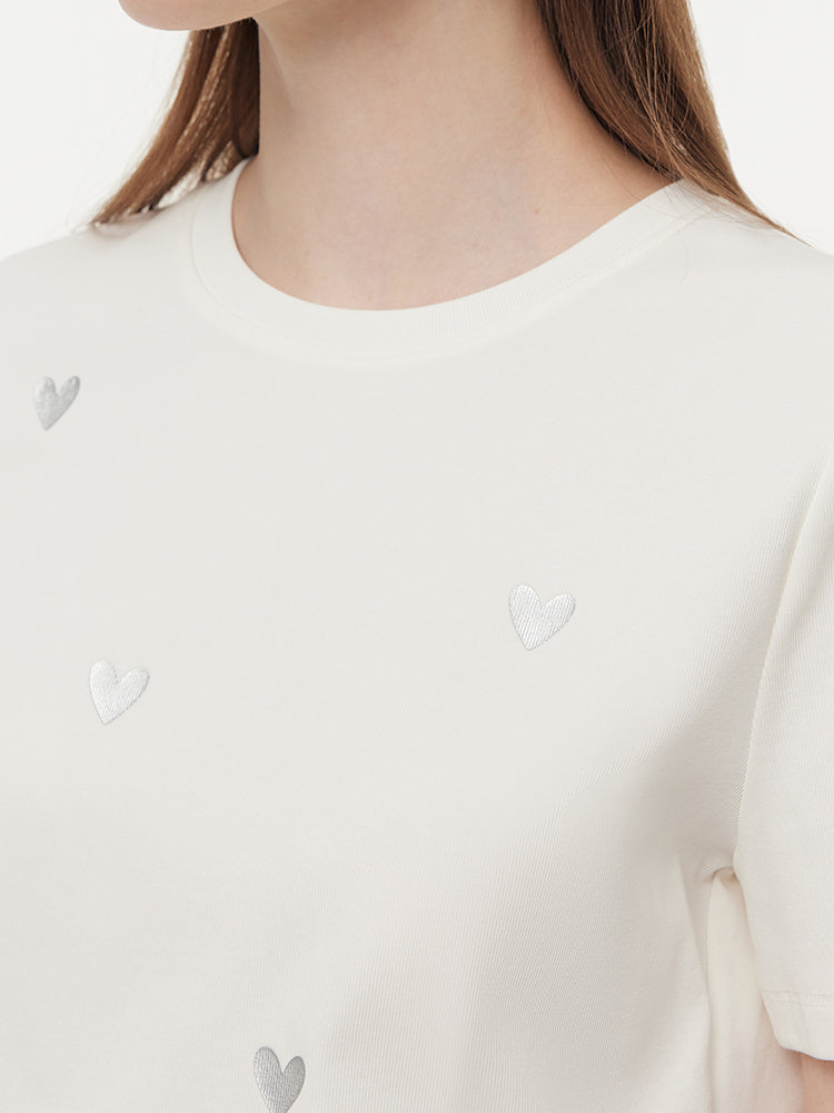 Evelyn & Co.™ | Fit Silver Heart Print T-Shirt