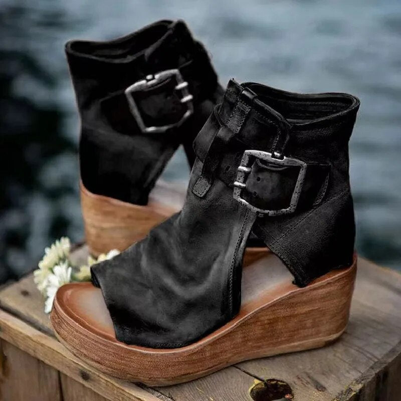 DAHLIA | BUCKLED PLATFORM SANDAL BOOTS