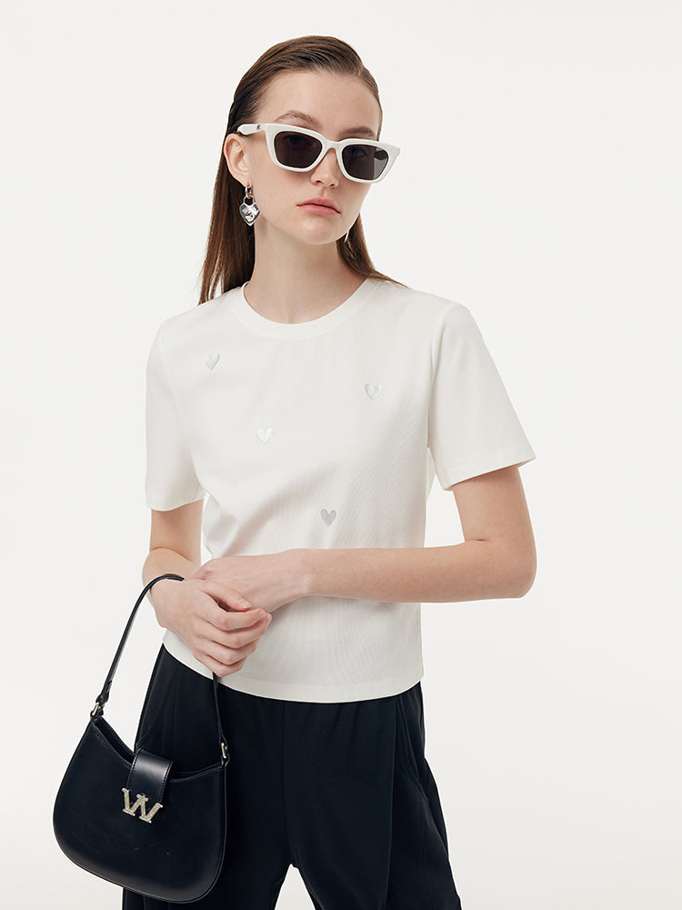 Evelyn & Co.™ | Fit Silver Heart Print T-Shirt
