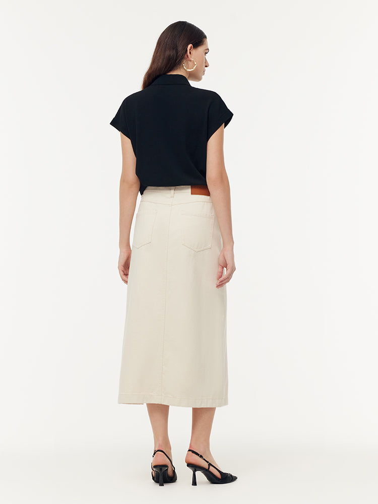 Evelyn & Co.™ | Cotton Denim Slit Skirt